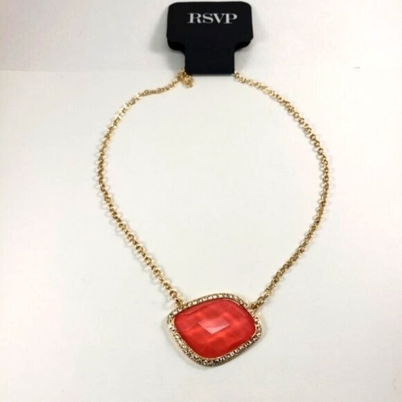 RSVP 18+3.5" Gold-tone Salmon Pink Stone Sparkling Crystal Necklace - Women - Picture 2 of 10